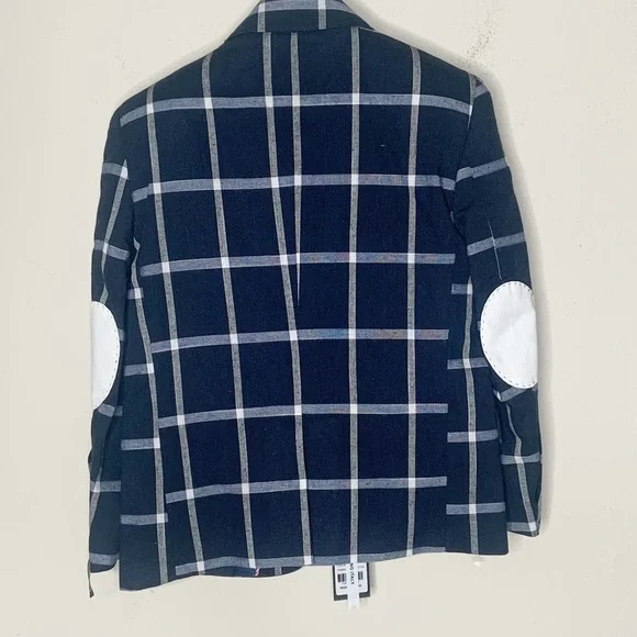 Boys Navy Plaid blazer size 4/5 - Picture 2 of 8